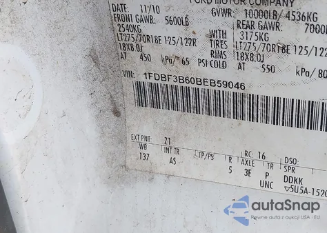 2011 Ford F-350 Xl from USA, damaged, VIN 1FDBF3B60BEB59046